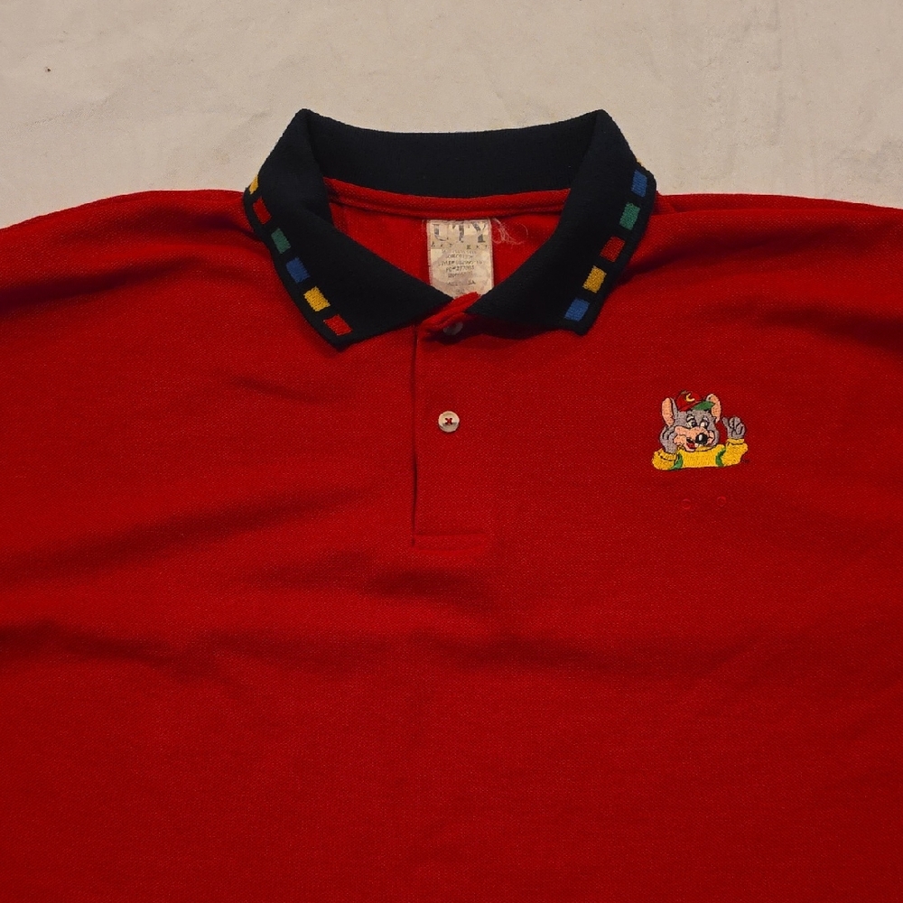 Chuck E. Cheese Vintage Rare Late 90's Y2K‎ Uniform Polo Shirt Red Black Trim 3X